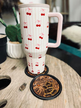 Load image into Gallery viewer, Leopard Tooled Drink Coasters- 4 Piece