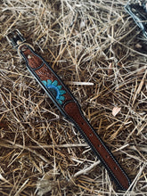Load image into Gallery viewer, Tooled Dog Collar-Turquoise Flower