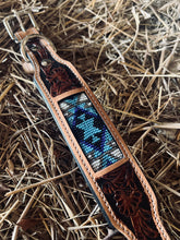 Load image into Gallery viewer, Tooled Dog Collar-Beaded Tan and Brown