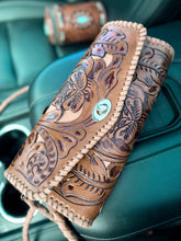 Load image into Gallery viewer, Western Floral Tooled Clutch – Wristlet + Crossbody