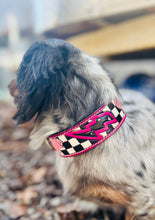 Load image into Gallery viewer, Tooled Dog Collar-Pink Lighting Bolt