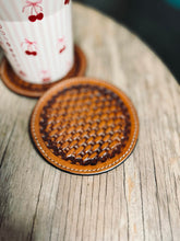 Load image into Gallery viewer, Basketweave Tooled Drink Coasters- 4 Piece