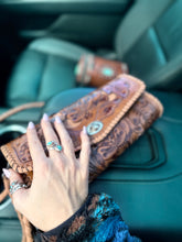 Load image into Gallery viewer, Western Floral Tooled Clutch – Wristlet + Crossbody