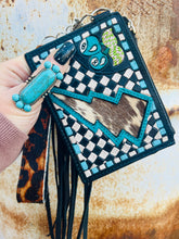 Load image into Gallery viewer, Lighting Bolt Turq Checkers Mini Wallet