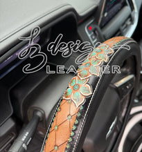 Load image into Gallery viewer, Turquoise Blossom Steering Wheel Cover
