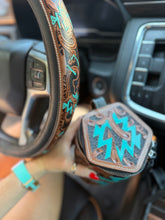 Load image into Gallery viewer, Aztec Tooled Leather Car Accessories Bundle 15” Standard