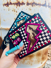 Load image into Gallery viewer, Lighting Bolt Pink Checkers Mini Wallet