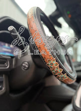 Load image into Gallery viewer, Turquoise Blossom Steering Wheel Cover