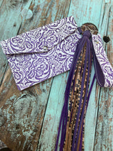 Load image into Gallery viewer, Lainey Wristlet Purple and Leopard
