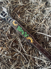 Load image into Gallery viewer, Tooled Dog Collar-Green Cacti and Sunflower