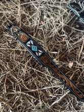 Load image into Gallery viewer, Tooled Dog Collar-Beaded Black and Brown