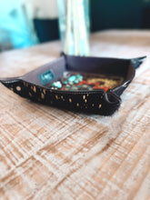 Load image into Gallery viewer, Sunflower Leopard Aztec Tooled Leather Tray – Large Cowhide Catchall