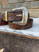 Load image into Gallery viewer, Blue Sky Tooled Belt