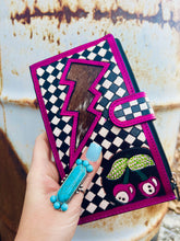 Load image into Gallery viewer, Pink Lighting Bolt and Checkers Long Wallet