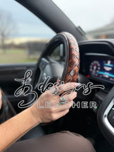 Load image into Gallery viewer, Neutral Checkerboard Tooled Steering Wheel Cover