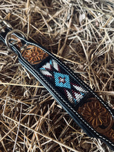 Load image into Gallery viewer, Tooled Dog Collar-Beaded Black and Brown