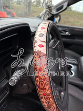 Load image into Gallery viewer, Aces Floral Tooled Steering Wheel Cover