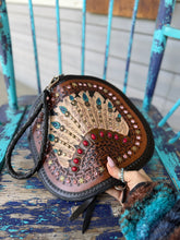 Load image into Gallery viewer, Feather Burst Tooled Convertible Clutch
