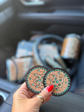 Load image into Gallery viewer, Floral Blossom Tooled Leather Car Accessories Bundle 15” Standard