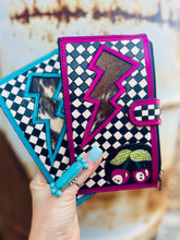 Load image into Gallery viewer, Pink Lighting Bolt and Checkers Long Wallet