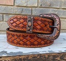 Load image into Gallery viewer, Bold Basketweave Tooled Belt