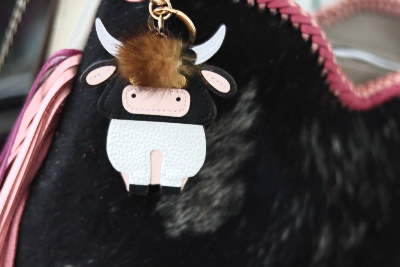 LV Cow KeyChain Bag Charm Decorative Accessory