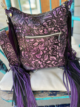 Load image into Gallery viewer, Floral Cowhead Purple Mini Backpack Crossover
