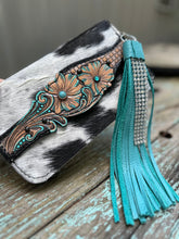 Load image into Gallery viewer, Extra Large Wallet Tooled Clutch Turquoise

