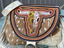 Load image into Gallery viewer, Longhorn Axis Hand Tooled Flap Juney
