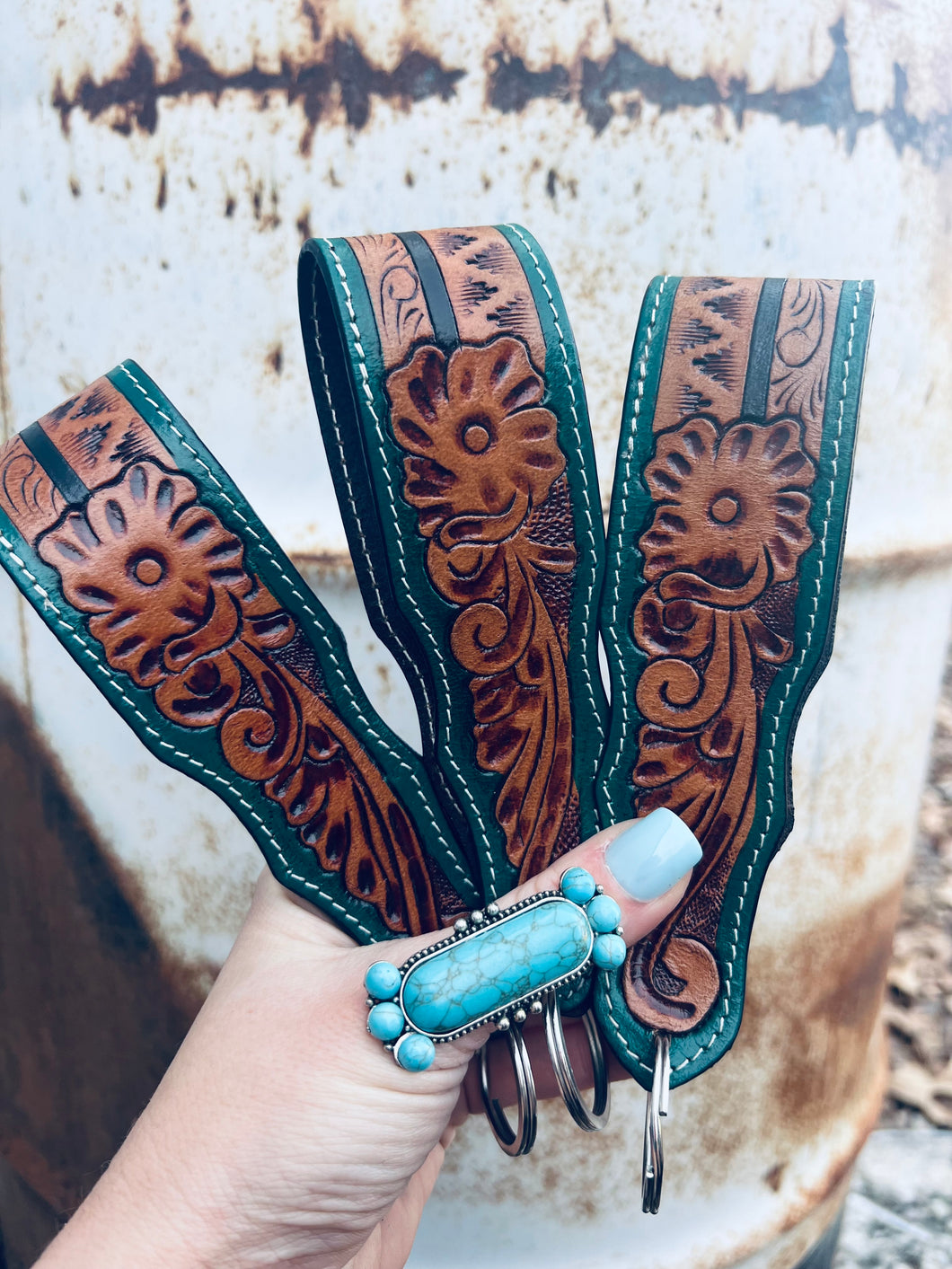 Tooled Simple Cowgirl Keychain