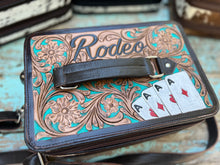 Load image into Gallery viewer, Turq/Brown Rodeo Double Decker Jewlery Case
