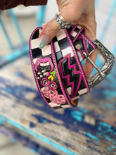 Load image into Gallery viewer, Pink Lighting Bolt Tooled Belt

