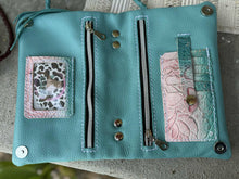 Load image into Gallery viewer, Pink Roses Turq Croc buckle Bend &amp; Snap

