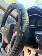 Load image into Gallery viewer, Black Floral Steering Wheel Cover
