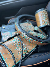 Load image into Gallery viewer, Floral Blossom Tooled Leather Car Accessories Bundle 15” Standard

