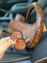 Load image into Gallery viewer, High Country Tooled Leather Car Accessories Bundle 15” Standard
