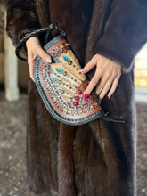 Load image into Gallery viewer, Feather Burst Tooled Convertible Clutch
