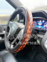 Load image into Gallery viewer, Neutral Checkerboard Tooled Steering Wheel Cover
