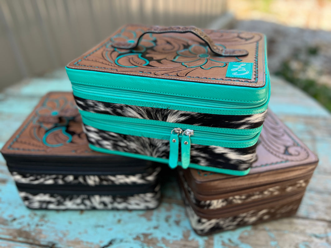 Turquoise Double Decker Cosmetic Case