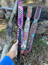 Load image into Gallery viewer, Pink Lighting Bolt Leather Carry Strap
