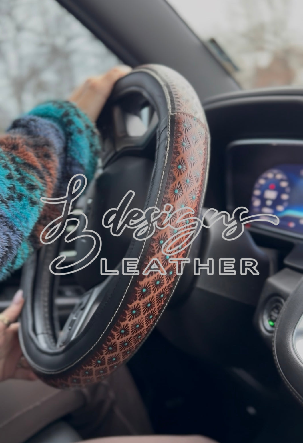 Sunburst Pattern Tooled Steering Wheel Cover