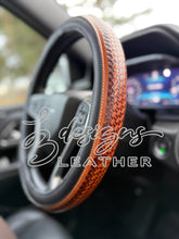 Load image into Gallery viewer, Basketweave Tooled Steering Wheel Cover
