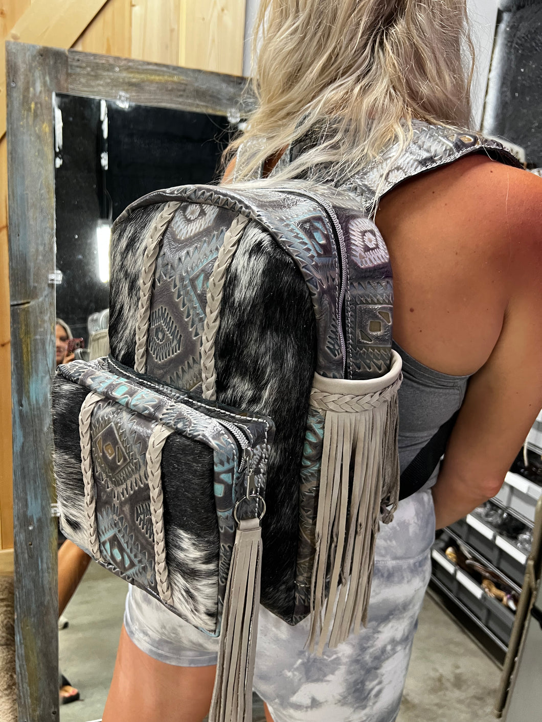 Myan Diamond Aztec Grey Classic Backpack