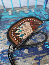 Load image into Gallery viewer, Feather Burst Tooled Convertible Clutch

