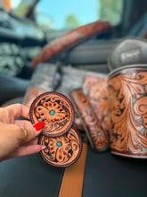 Load image into Gallery viewer, Blue Sky Country Tooled Leather Car Accessories Bundle 15” Standard
