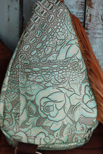 Load image into Gallery viewer, LV Turquoise Roses Croc Sling
