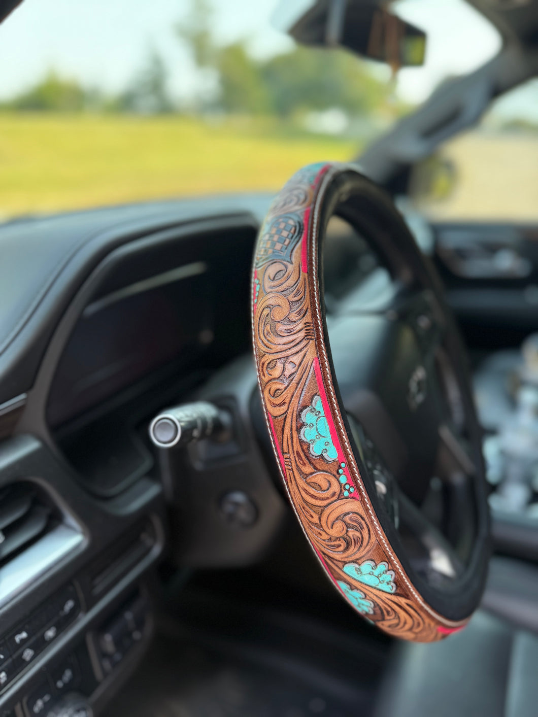 Spads Turq and Pink Steering Wheel Cover