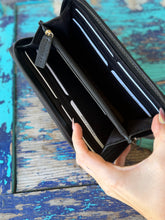 Load image into Gallery viewer, Butterfly Tooled Large Zippered Wallet
