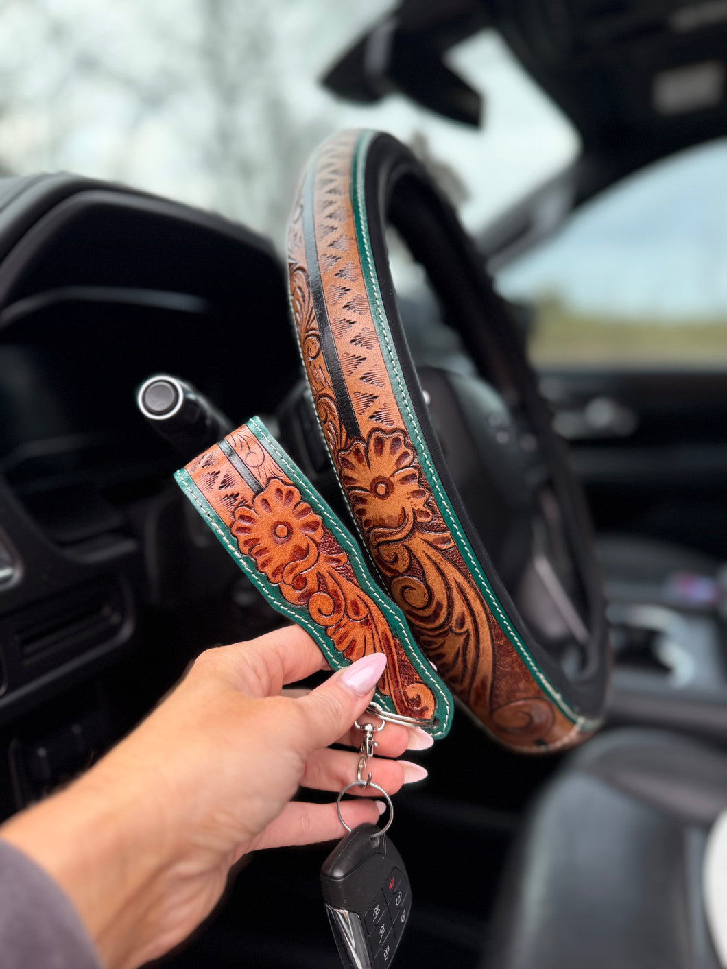 Tooled Simple Cowgirl Keychain