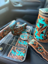 Load image into Gallery viewer, Aztec Tooled Leather Car Accessories Bundle 15” Standard
